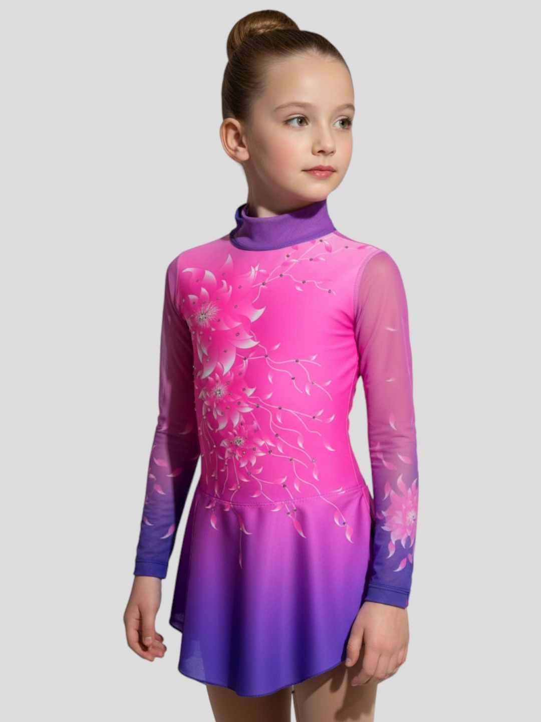 Maillot rosa fluor y morado flores digitales - Imagen 2