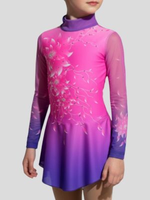 Maillot rosa fluor y morado flores digitales